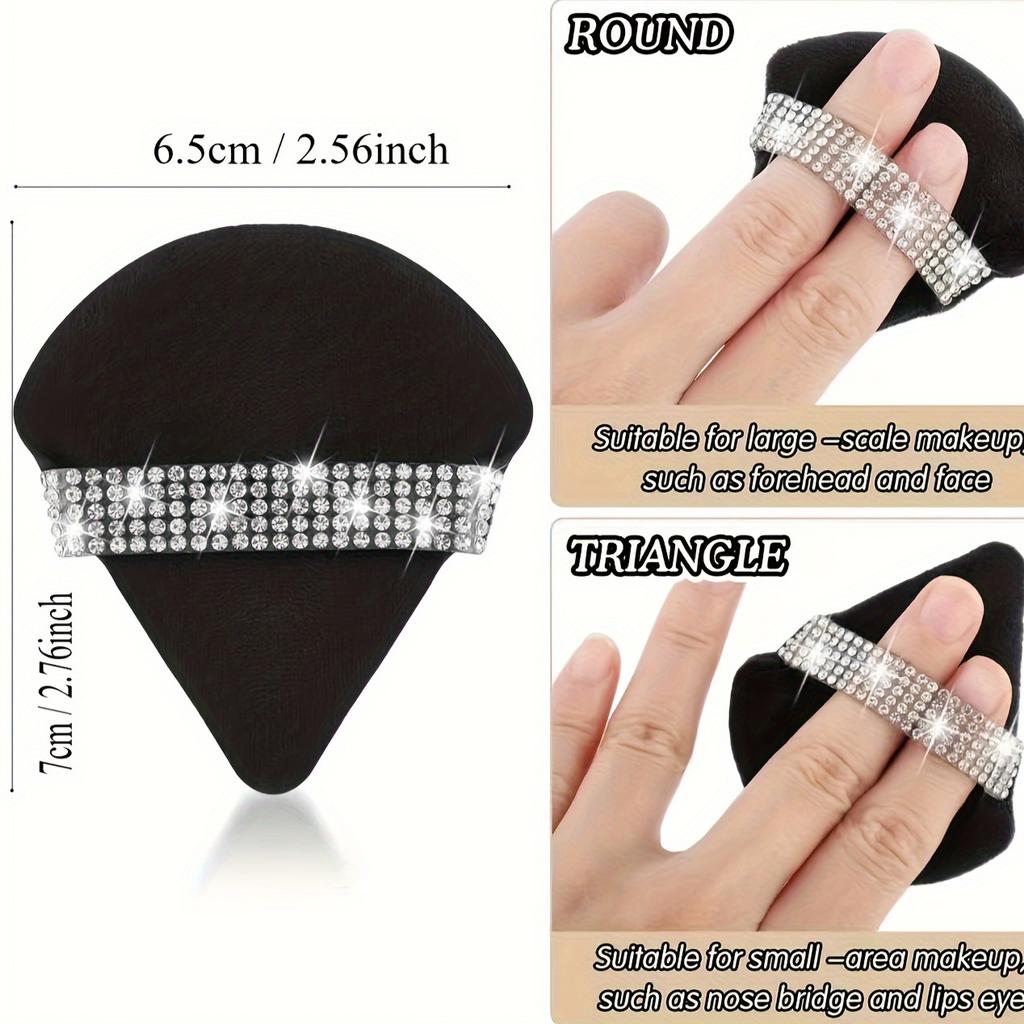 5pcs Luxury Diamond Triangle Powder Puff - Setting Powder Puff for Loose Powder Body Powder Wet Dry Cosmetic Foundation Blender