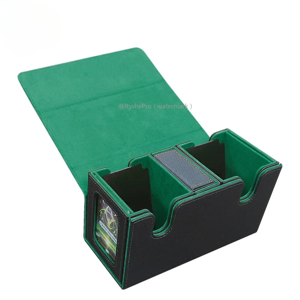 Прочная коробка для хранения карт с лотком для кубиков. Дизайн 200+ карт с двойными рукавами для колоды MTG Commander с боковым лотком для карт.