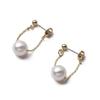 [VOTRE COUTURE] Pearl Earrings Chain Earrings Grand Premium Ladies White Silver Gold (10mm, White/gold) Brand 3 Year Warranty