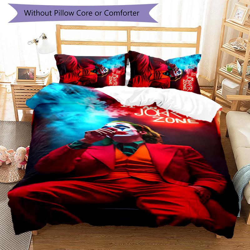 3pcs Joker character pattern bedding set duvet cover set includes duvet cover &pillowcases, perfect all season bedroom decoration & gift