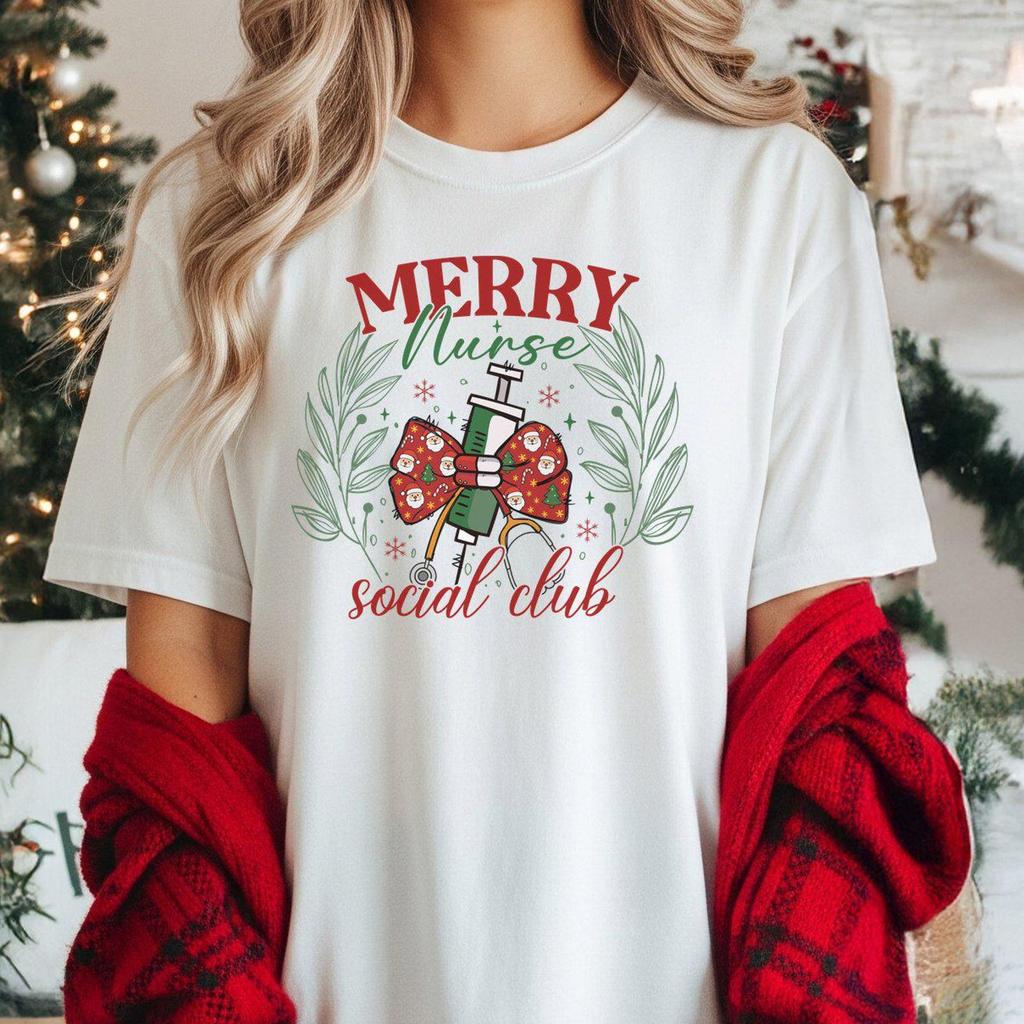 Cute Christmas Nurse Graphic Shirt, Christmas Nurse Tee, Holiday Medical Shirt, Nurse Gift Idea, Cute Xmas Nurse Shirt, Christmas Shirt