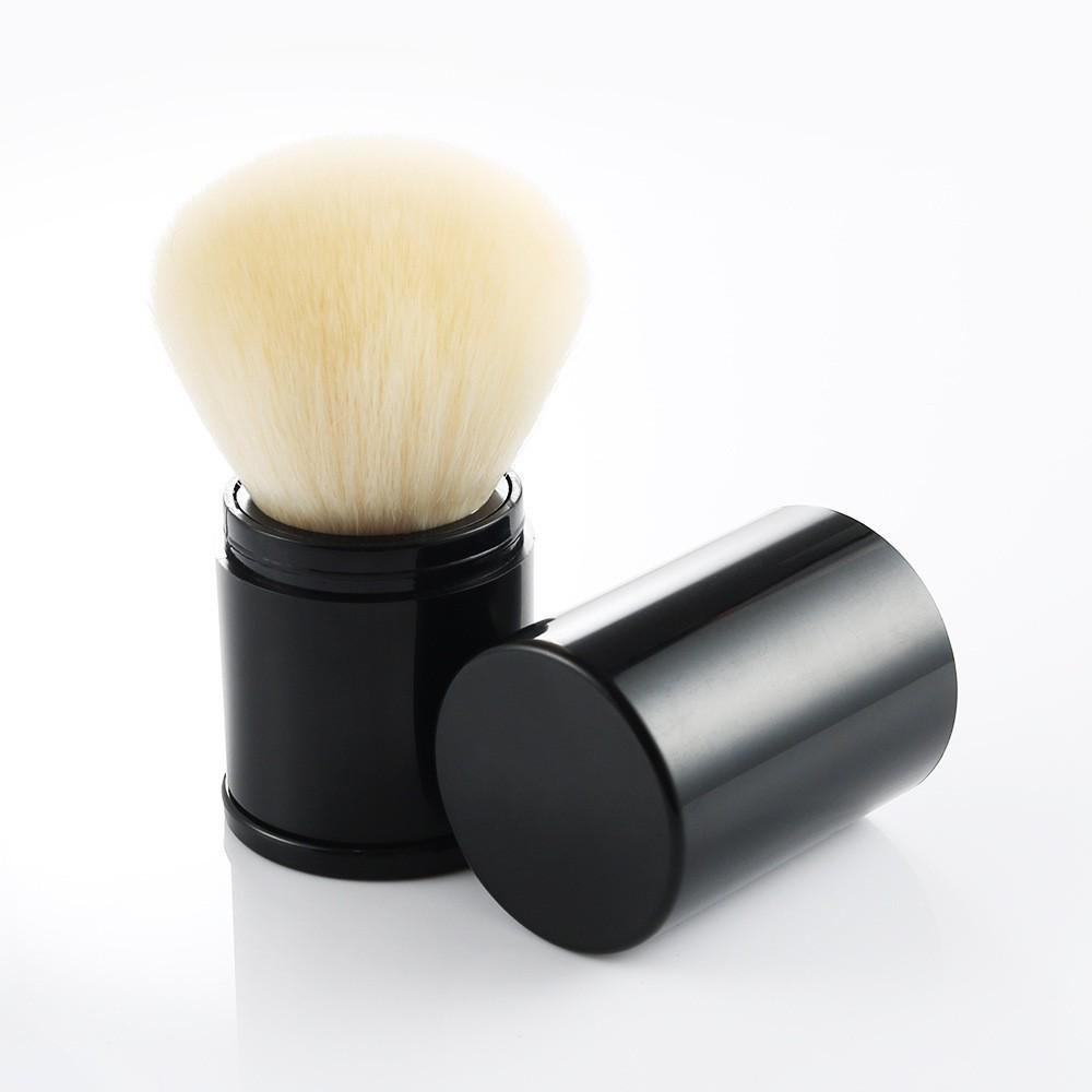 Compact Retractable Travel Powder Brush - Soft Makeup Tool for Blush and Beauty Touch-Ups