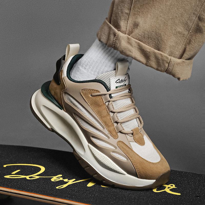 2024 Новые мужские туфли на платформе Удобные дышащие повседневные туфли Легкие спортивные кроссовки со шнуровкой в стиле пэчворк Tenis Masculino