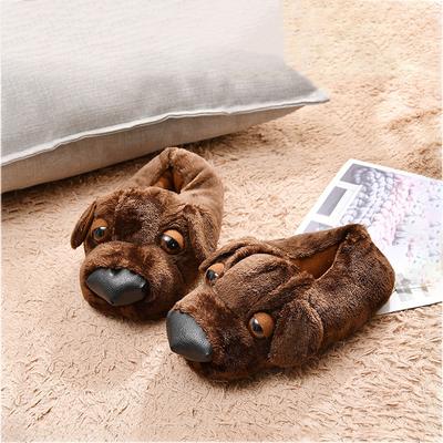 Зимняя домашняя обувь Kawaii Puppy, пушистые тапочки для взрослых с изображением животных, женская домашняя обувь для пар, женские забавные пушистые тапочки, Прямая поставка