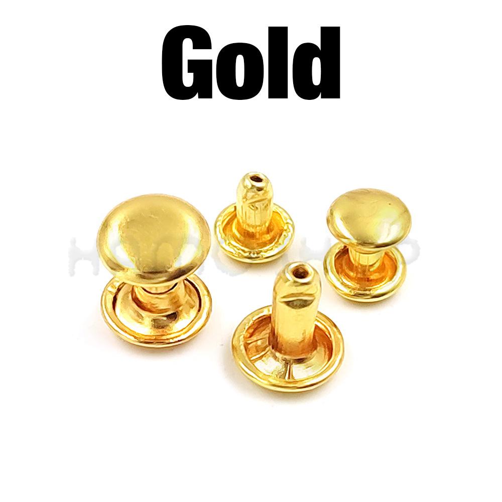 100sets 6-8mm Metal Double Cap Round Rivets Studs Collision Nail Spike Rock Leather Craft Shoe Bag Belt Garment Bracelet DIY