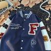 Unisex Oversized Thickened Baseball Jacket With Colorblock Design Embroidered Letters Teens Adults