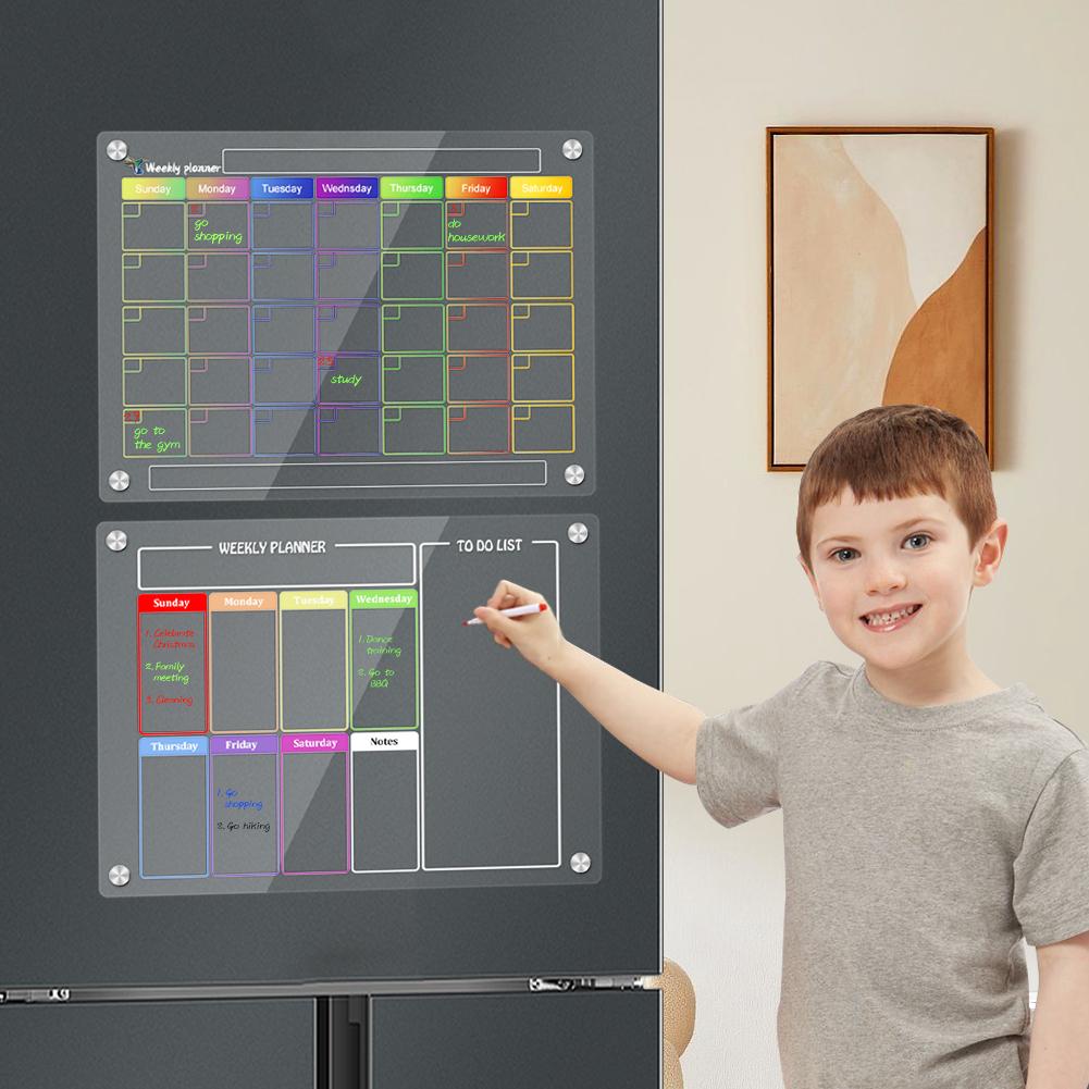 Home Magnetic Calendar Fridge Monthly And Weekly Planner Dry Erase Board Reusable With 4 Markers Magnetic Pen Holder Decorate