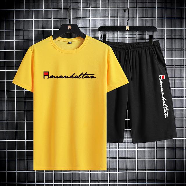 Шорты с короткими рукавами для мужского повседневного спортивного комплекта