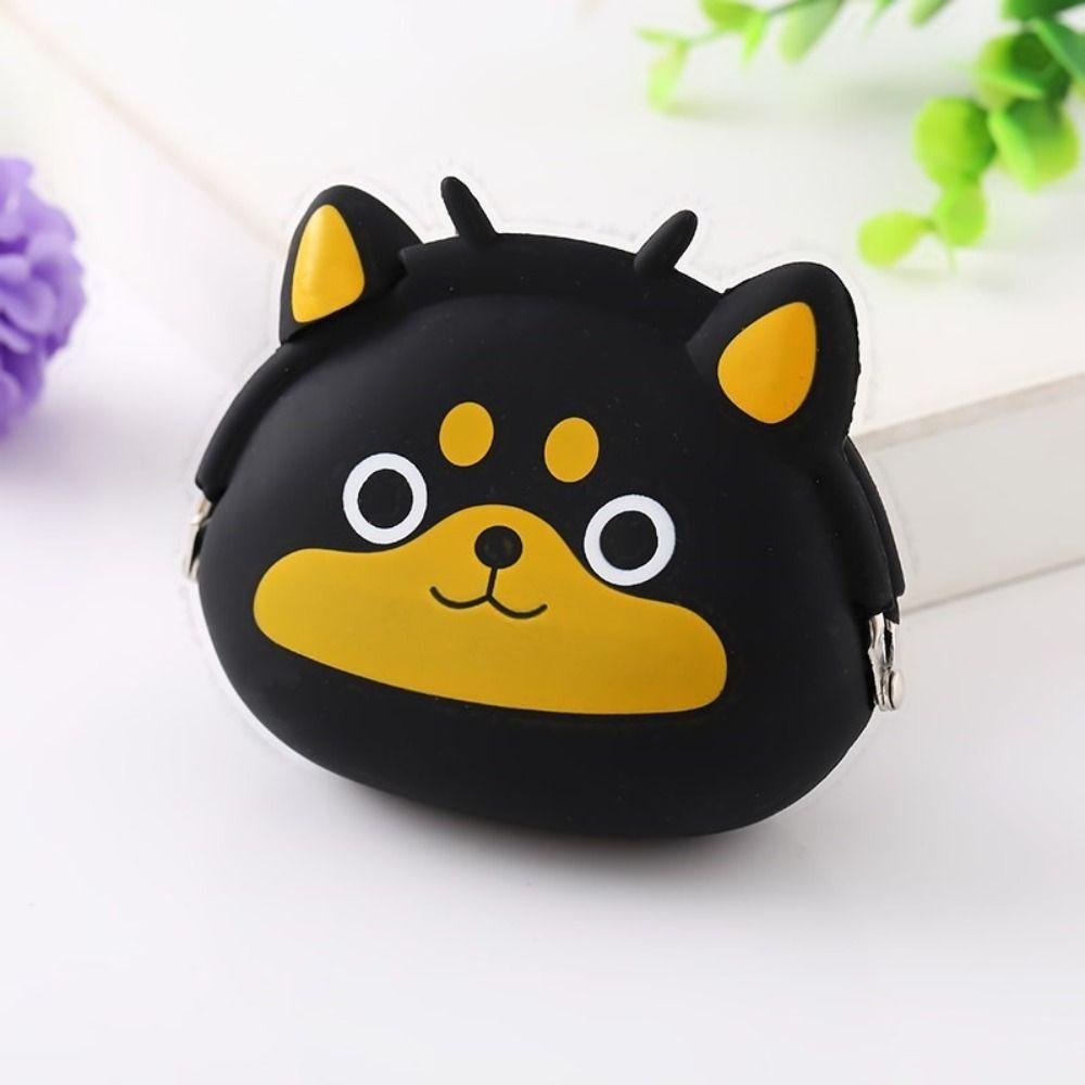 Solid Color Small Animal Wallet Mini Data Cable Storage Bag Cartoon Silicone Coin Purse Gift