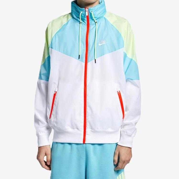 Nike Windbreaker Hooded Jacket With Logo Men Outerwear Blue White AR2210-101