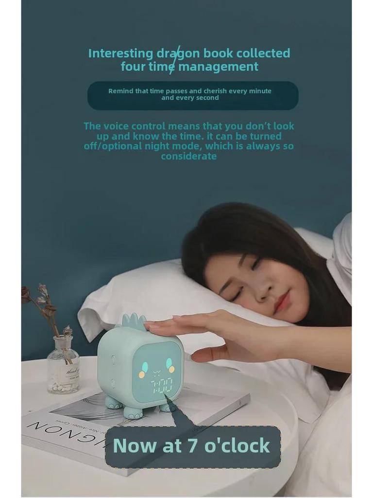 Креативный светодиодный будильник Dragon с голосовым управлением временем и ночником для детей и студентов
