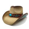 Ковбойская шляпа в стиле вестерн-джаз Сапфировая дышащая ручная работа из твердой бумаги Летняя ковбойская шляпа унисекс в стиле вестерн Шляпа от солнца