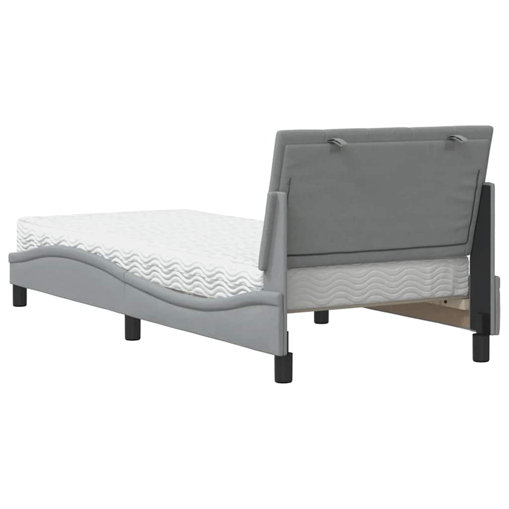 Bed with Mattress Hanko Light Grey 80 x 200 cm Fabric
