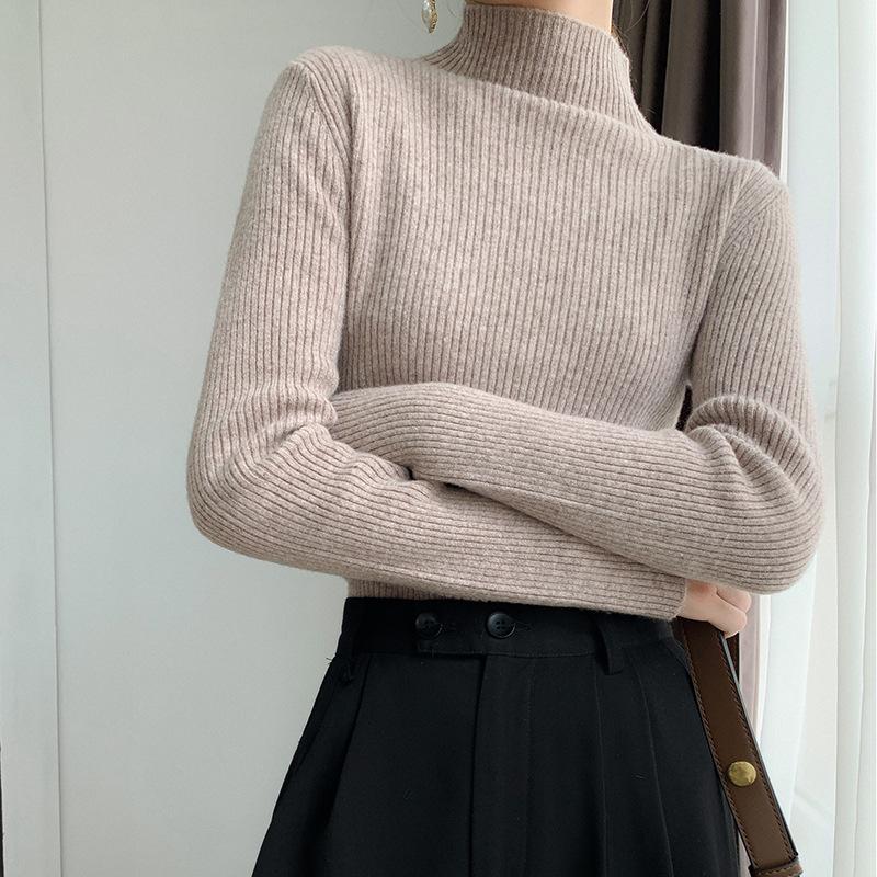 YYFS Women's Fashion Casual Solid Color Print Autumn Winter Long Sleeve Half Turtleneck Pullovers & Long Sleeves