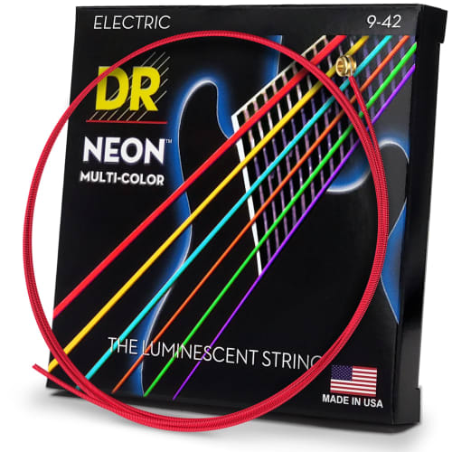 DR NMCE-9 Colored Electric Guitar Strings, Soft Thin Gauge, 009-042 Coated Strings