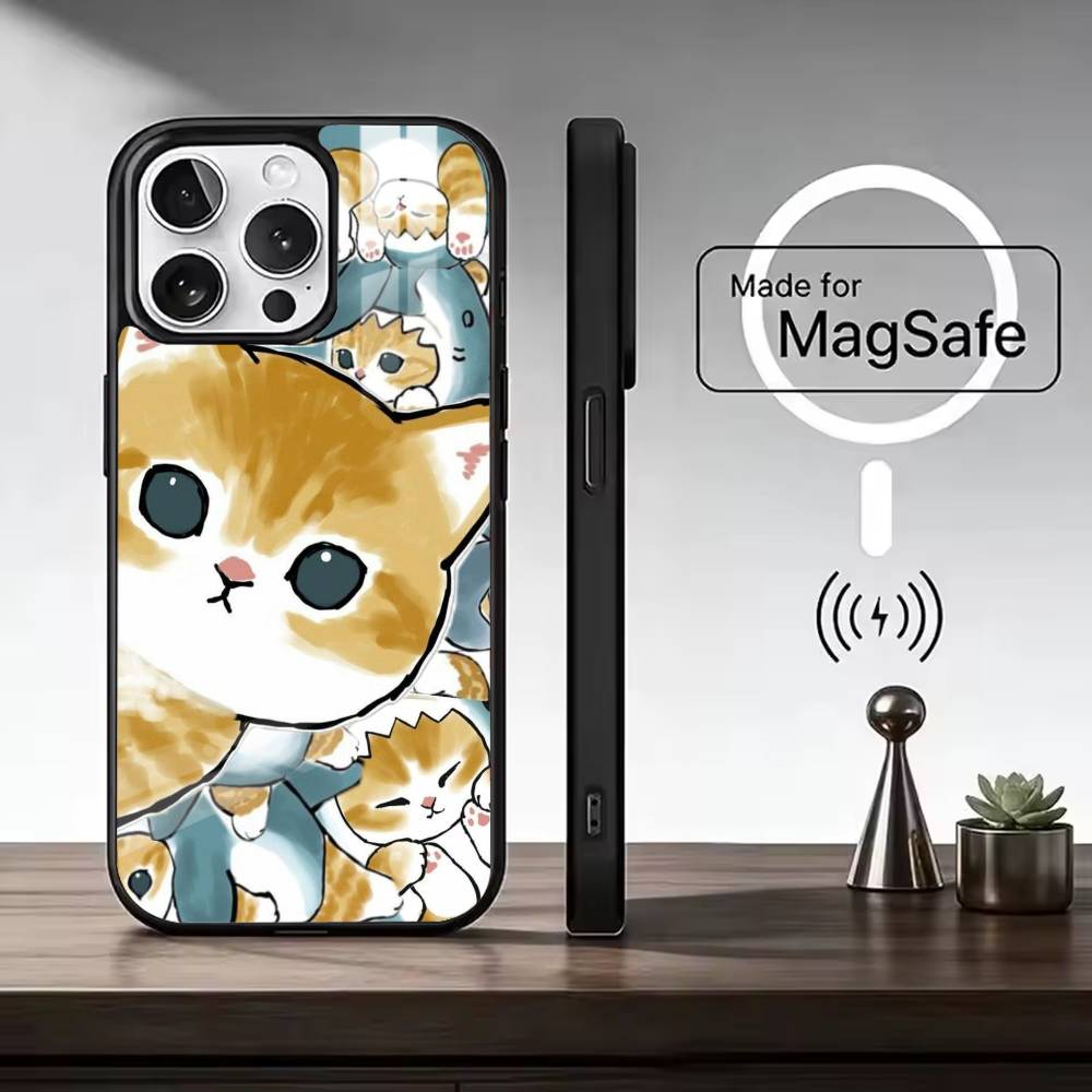 M-Mofusand Cat Cute Cartoon Phone Case For iPhone17,16,15,14,13,12,11 Plus,Pro Max, New Magnetic Wireless Charging