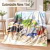 Frieren Beyond Journey's End Custom Name Flannel Throw Blanket Soft Warm for Sofa Bed Indoor Home Use