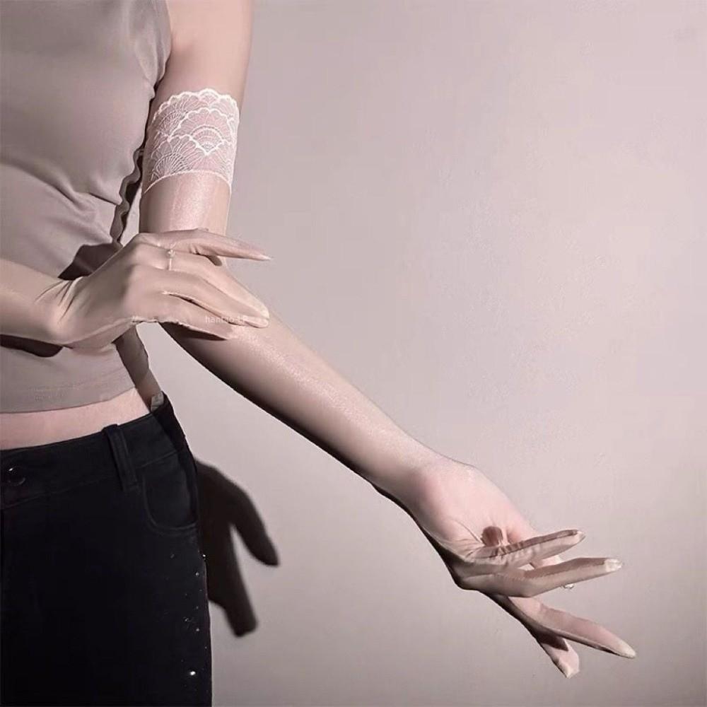 Thin Transparent Gloves 51CM Length Cosplay Gloves Sexy Stage Performance Gloves Stage Shows