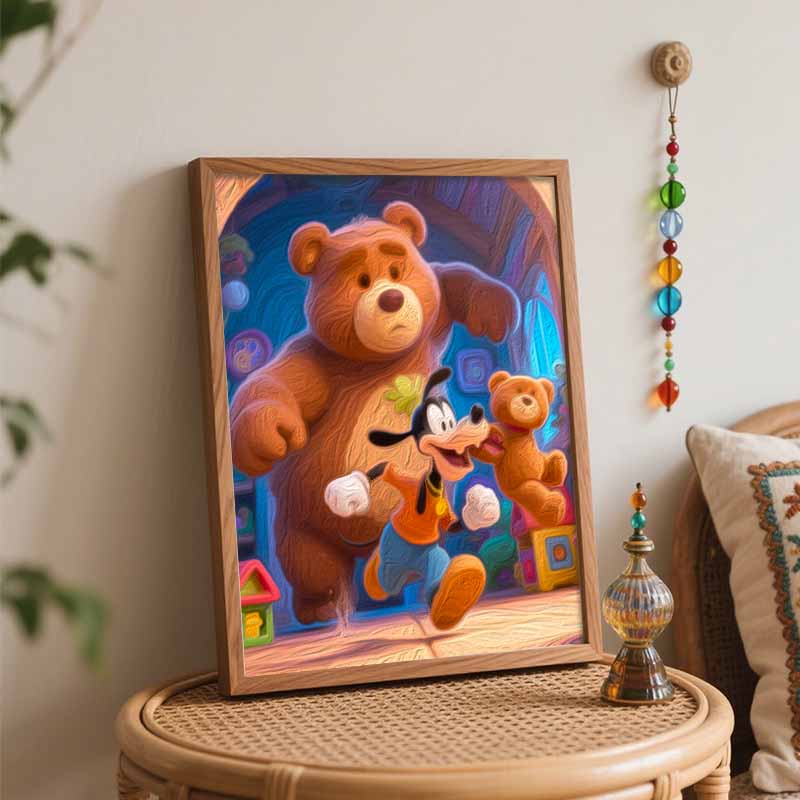 Disney digital oil painting art painting bear and dog handmade diy home decorations