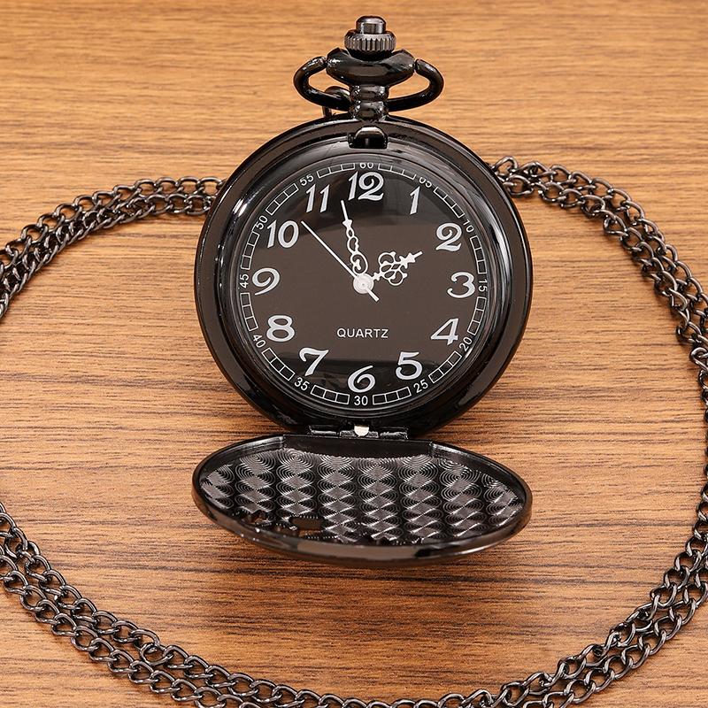 Retro Fashion Men's Black Pocket Watch,Vintage Deep Forest Deer Necklace Pendant Quartz Pocket Watch for Men & Women,Ideal Choice for Gifts