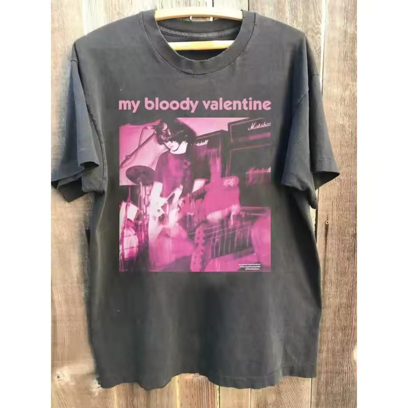 My Bloody Valentine Feed Me with Your Kiss Men Women Short Sleeves Cotton T-shirt Vintage Y2K Round Neck Tee Fashion Casual Tops