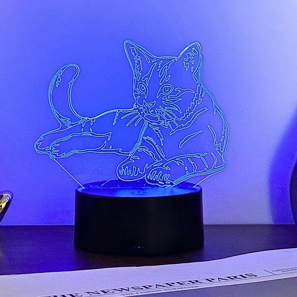 Милый 3D ночник в виде кошки, 7-цветная RGB подсветка, питание от USB, настольная лампа для спальни, украшение для вечеринки, подарочный светильник.