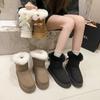 Foreign Trade 2025 New Wool Bow Decorative Casual Women's Snow Boots Thick-soled Large-size Thermal Cotton Shoes
