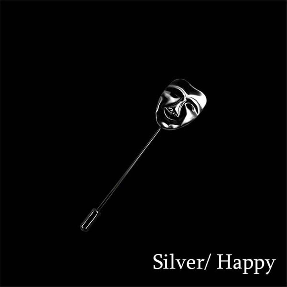 Suits Personality 3D Accessories Zinc Zinc Alloy Men's Face Gold Color Mask Lapel Pin Jewelry Brooches Pin