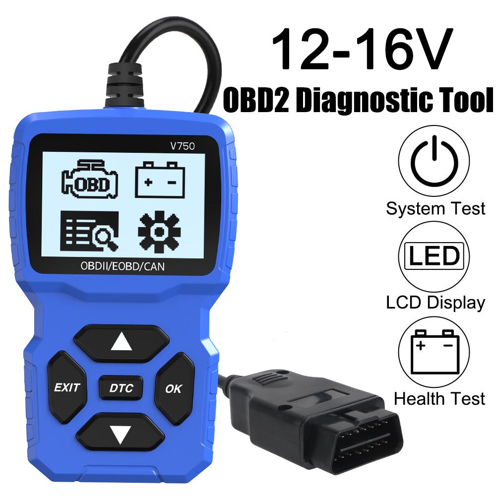 Многоязычный диагностический инструмент для автомобиля OBD2-сканер V750, считыватель кодов, тестер аккумулятора, считывание информации об автомобиле, проверка системы двигателя
