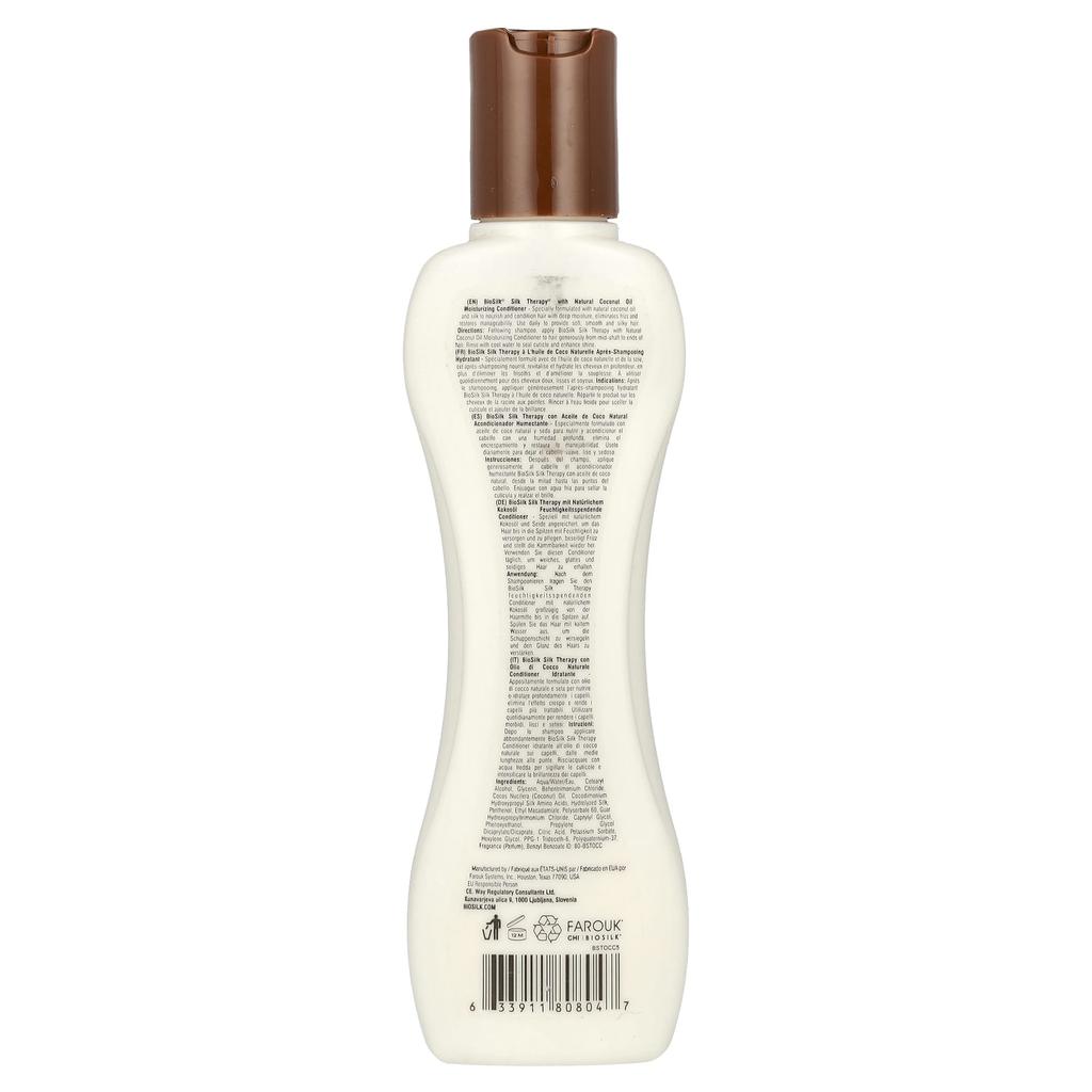 BioSilk Увлажняющий кондиционер Silk Therapy® с натуральным кокосовым маслом, 5,64 жидких унции (167 мл)