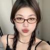 New Retro Oval Small Frame Flat Mirror  Personalized Women'S Anti Blue Light Eyeglasses Small Frame Oval Glasses