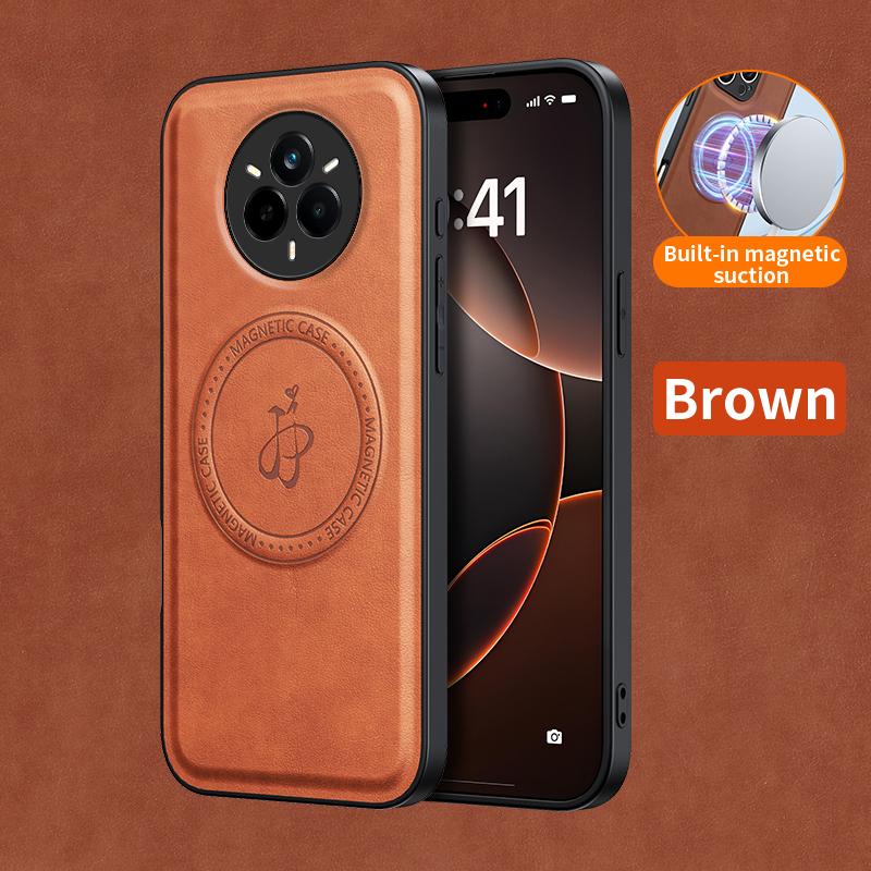 Беспроводная зарядка Магнитный чехол для Realme 14 Pro 5G 14 Pro+ Plus Защитная крышка PU кожа Жесткая задняя панель Coque