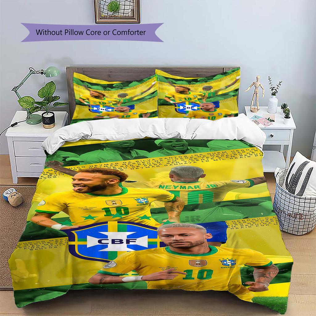 Neymar Jr Pattern Bedding,Quilt Set Quilt Cover Pillowcase Home Birthday Gift(1 * duvet cover + 2 * pillowcase, without core)