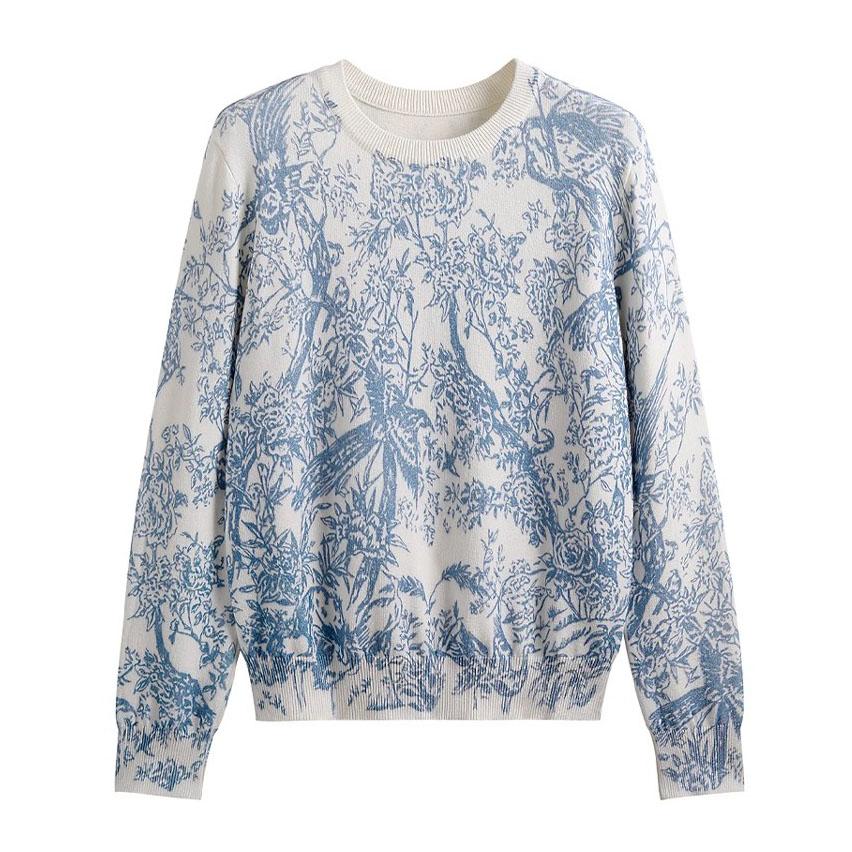 Осень-зима, женский повседневный стиль, пуловер с животным принтом, свитер, классические вязаные топы с круглым вырезом C-069