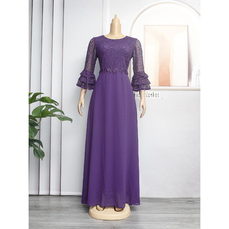 Плюс Размер Женщин Новое Модное Кружевное Шифоновое Платье