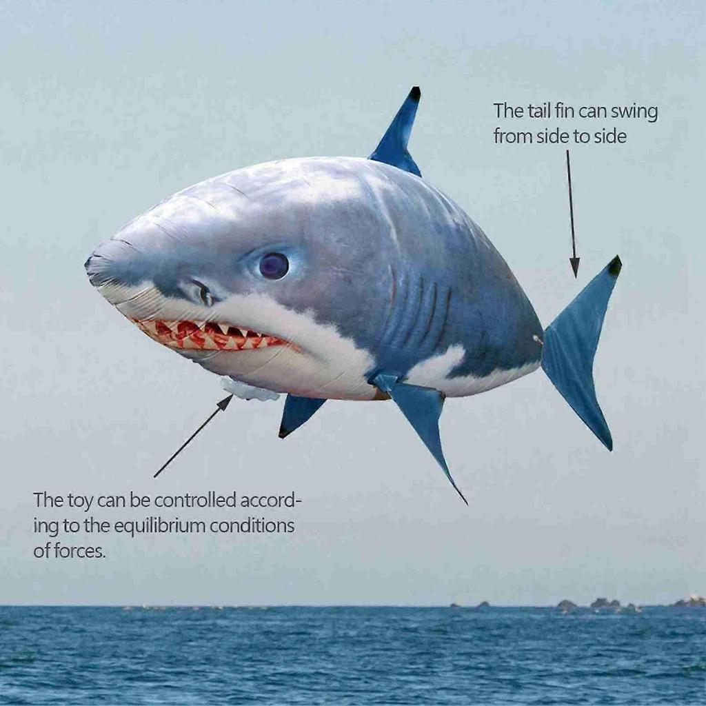 Remote Control Flying Shark Inflated RC Inflatable Balloon Toy Kids Gift (Blue Shark)