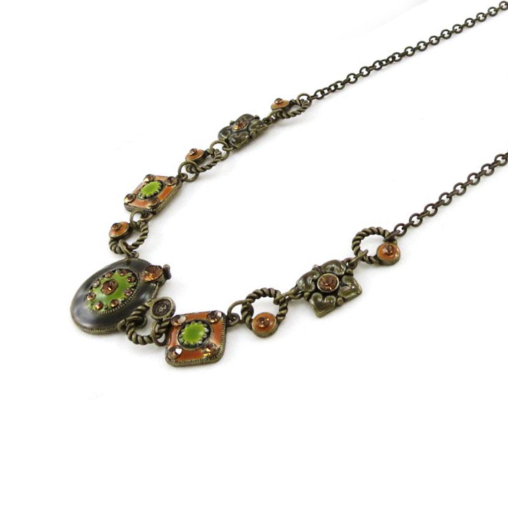 Les Trésors De Lily [E5764] — Дизайнерское колье «Clèves» янтарно-зеленого цвета