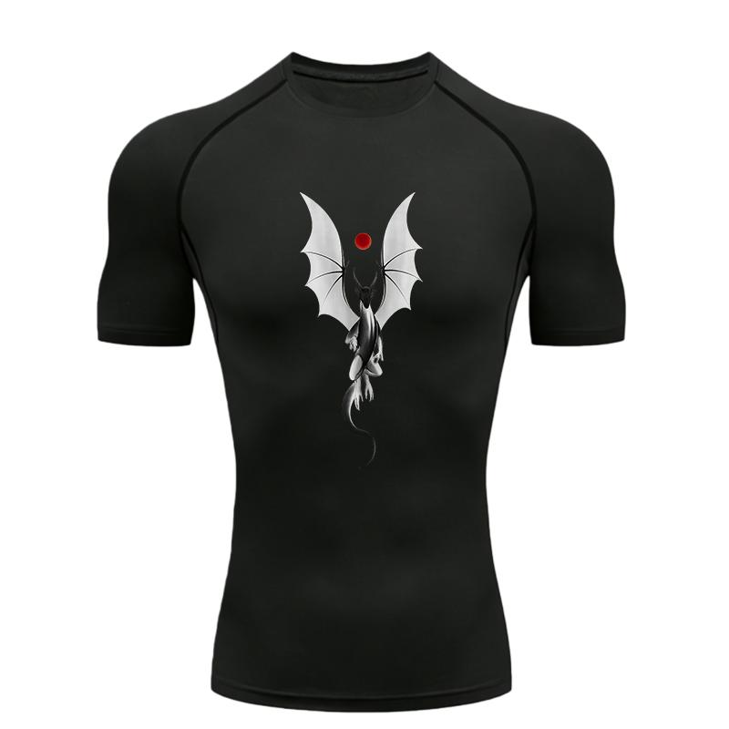 American Flag Skull Men's Sports T-shirt Training Fitness Quick Dry Short Sleeve Jogging Running Workout Compression Shirt
