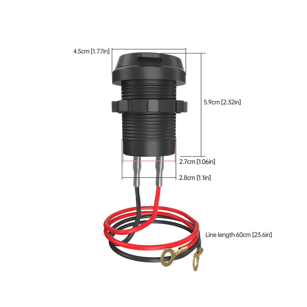 Автомобильное зарядное устройство, гнездо прикуривателя, двойной порт USB Type-C, зарядная розетка, автомобильная розетка со светодиодным вольтметром, зарядное устройство