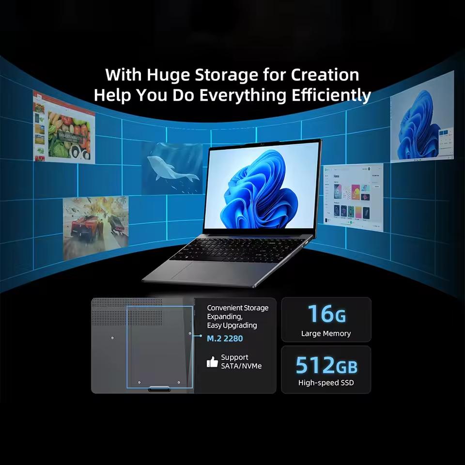 BMAX X15 Pro 15,6 дюйма 16 ГБ ОЗУ 512 ГБ SSD Процессор Intel 12-го поколения N100 Windows 11 Ноутбук 1920*1080 HDMI Wi-Fi USB ПК Ноутбук