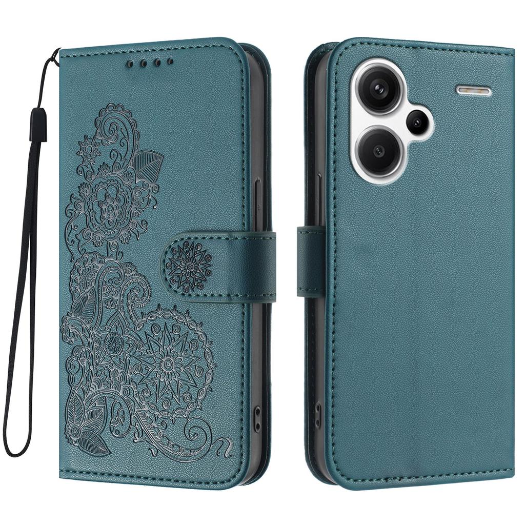 Для Xiaomi Redmi Note 13 Pro+ 5G Чехлы для телефона Кожаный кошелек с цветком мандалы Мобильная крышка со шнурком