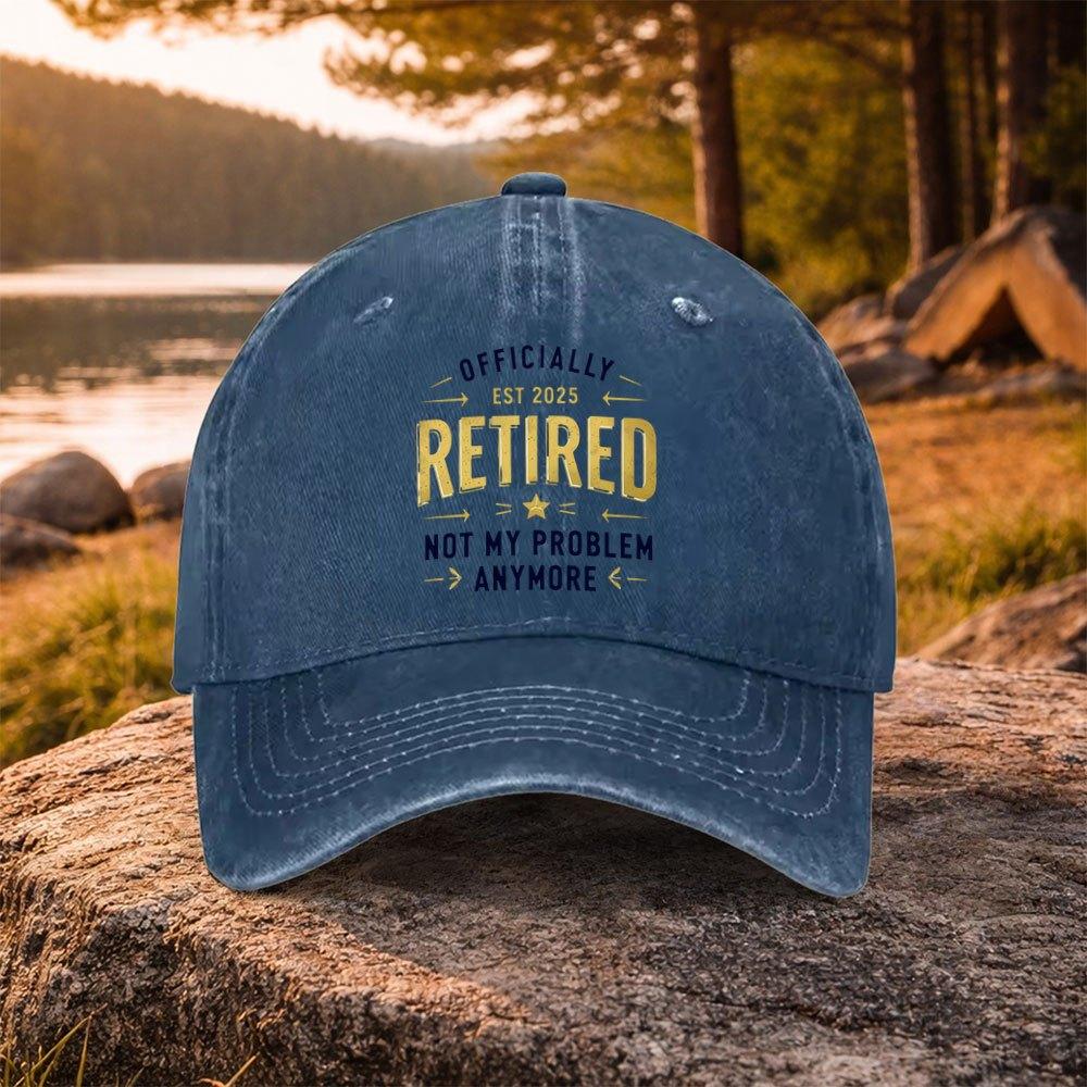 RetireUnisextThemed Washed Baseball Cap Unisex Duckbill Cap for Golf Casual Wear