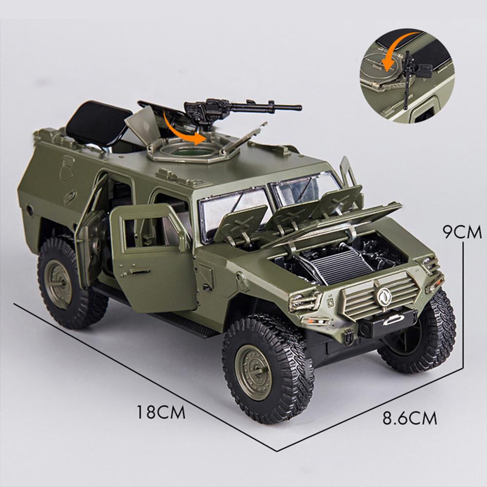 1/28 масштаб Dongfeng Warriors, литая под давлением модель автомобиля из сплава в стиле милитари, игрушечный грузовик с откатным механизмом со звуком и светом для детей и взрослых, подарочная коллекция