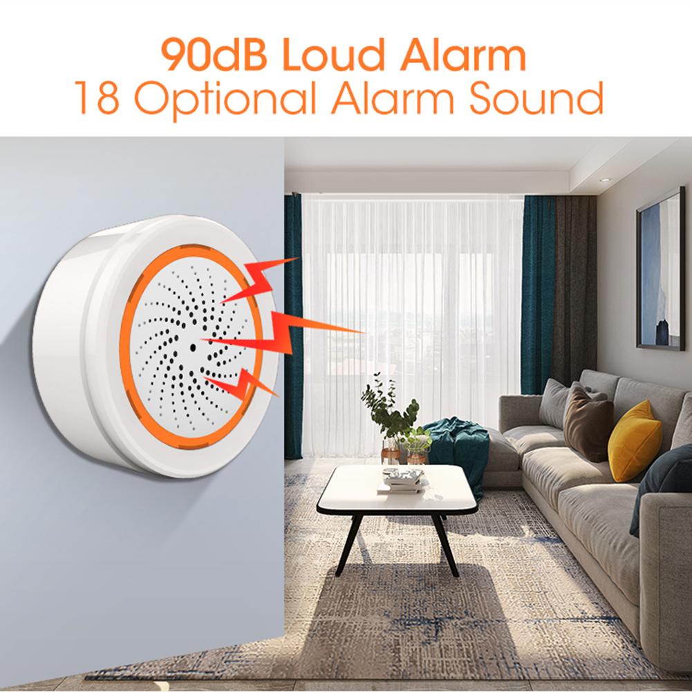 Tuya ZigBee Умная сирена Звуковая и световая сирена Датчик 90 дБ Приложение Smart Life Удаленное управление Система сигнализации безопасности дома
