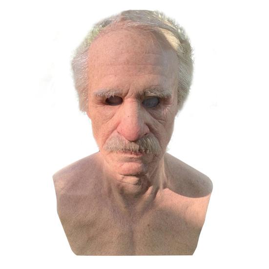 Old Man Masque for Adults Realistic Latex Elderly Human Full Head Cover with Lifelike Wrinkle for Halloween Masquerade Cosplay Costume Props