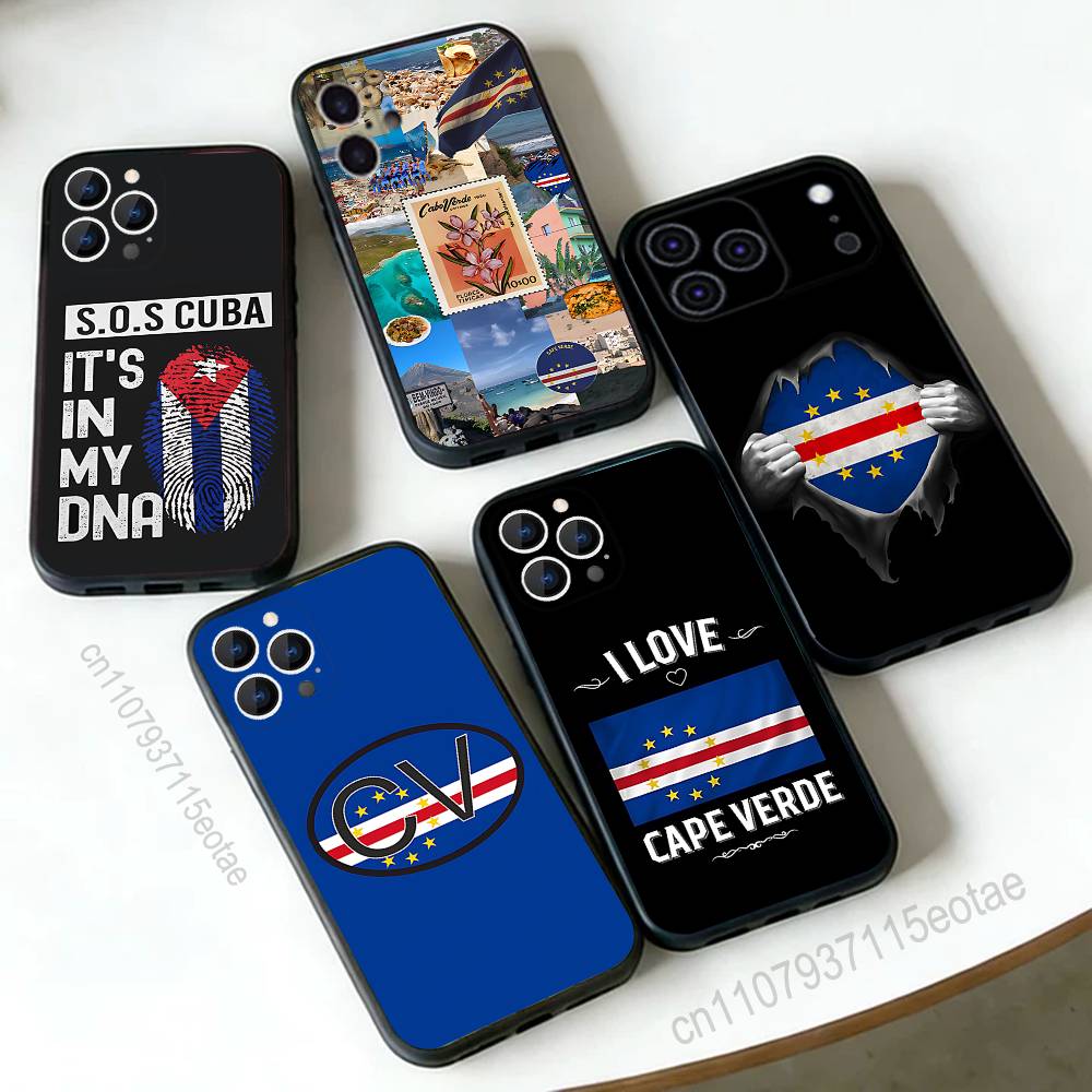 Cape Verde FLAG ART Phone Case For iPhone 17,16,15,14,13,12,11,Pro,Max,Plus,E,Air,Mini Black Shockproof Funda Cover