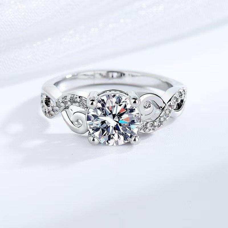 New Moissanite Ring Shining Adjustable Simplicity Exquisite for Women Jewelry Wedding 925 Sterling Silver Plated 18K White Gold
