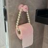 1 шт. Самоклеящийся держатель для рулонных полотенец без сверления - Прочный пластиковый держатель для туалетной бумаги, дизайн с жемчужным украшением