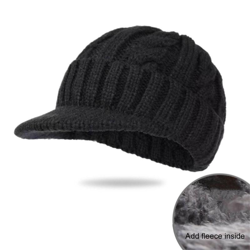 Mens Cable Knit Beanies Winter Hat Thickened Thermal Lined Ear Flap Cap For Cold Weather Outdoor Activity