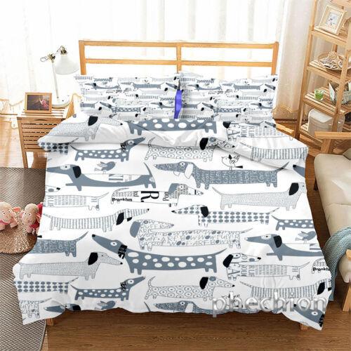 Пододеяльник и наволочка с 3D-таксой, комплект постельного белья для одной двуспальной кровати размера «queen-size»